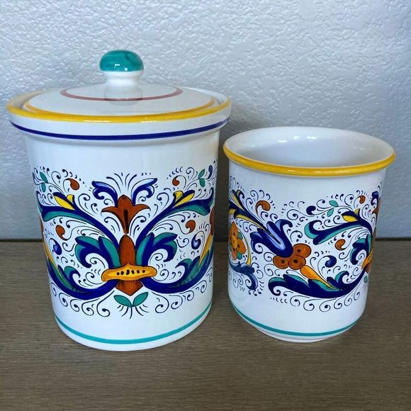 Kitchen Ceramica Nova Deruta Set 2 Ceramic Kitchen Canisters Poshmark